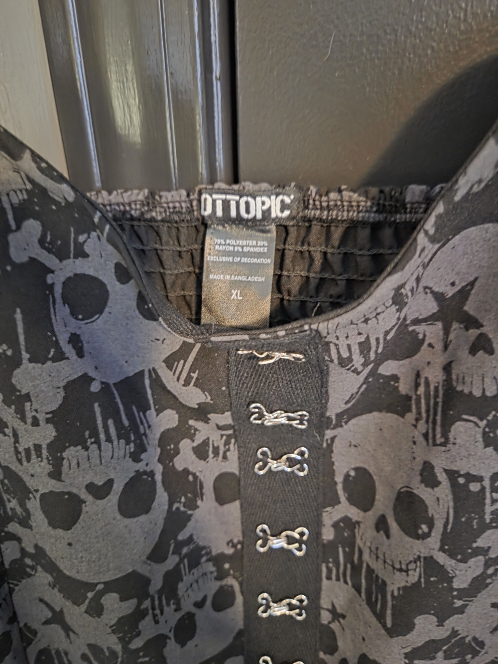 Black & Grey Skull Grommet Strap Mini Dress - Picture 5 of 6